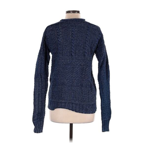 VTG Polo Ralph Lauren Cotton Knot Knit Blue Nautical Sweater Rolled Neck L - Picture 2 of 3